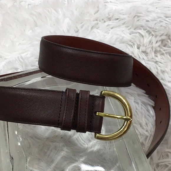 Coach Vintage Brown Leather Belt 8500 L Solid Brass Buckle Handcrafted - Picture 1 of 10